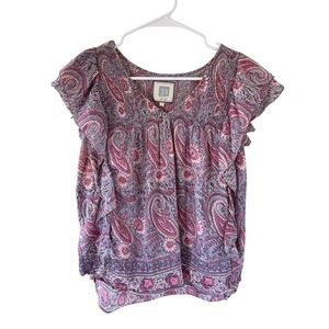 Bell by Alicia Bell Paisley Bohemian Flutter Sleeve Blouse